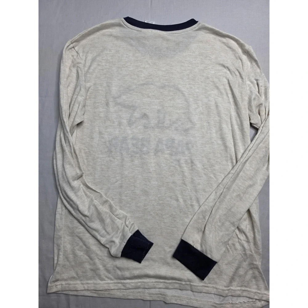 Dearfoams Sleep Shirt Men's Medium Beige Papa Bear Graphic Long Sleeve Pullover